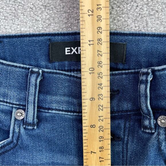 Express Jeans Women’s 4 Short Ankle Skinny High Rise Dark Denim Stretch - Picture 9 of 12